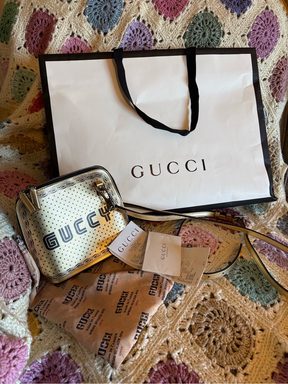 Authentic Gucci X sega Guccy gold crossbody!